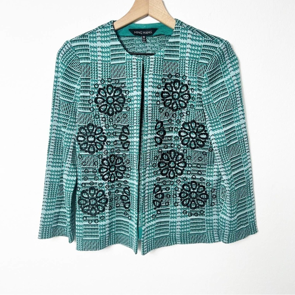 MING WANG KNITS WOMEN FLORAL EMBROIDERED JACKET OR BLAZER SIZE XS BRAND NEW